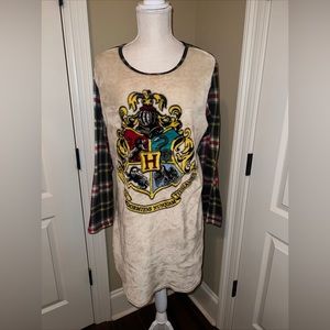Harry Potter Plush Fleece Plaid Nightgown Pajamas Shirt Women's Size L/XL  14 16